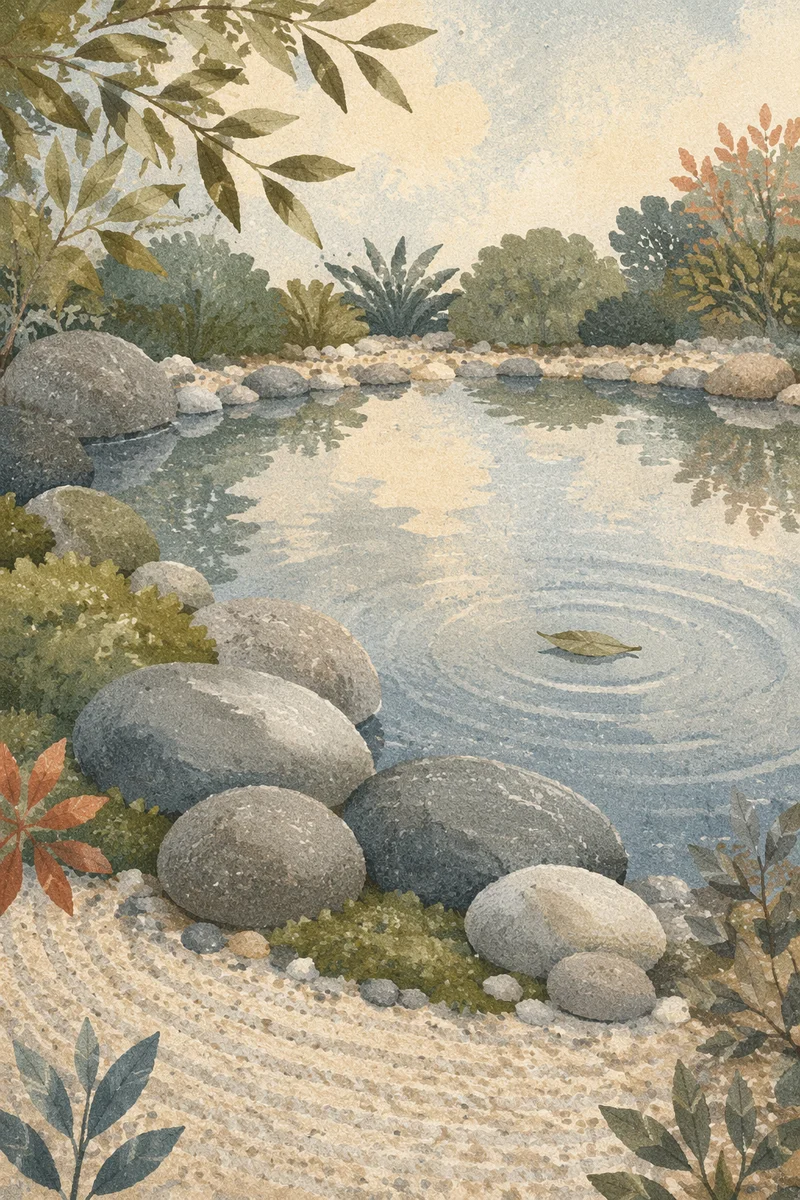 Peaceful Still Water Garden Stones