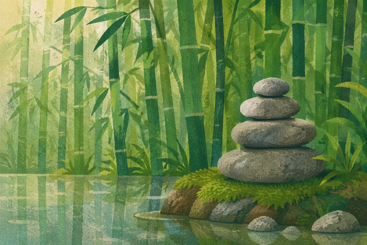 Peaceful Zen Stones Beside Still Water