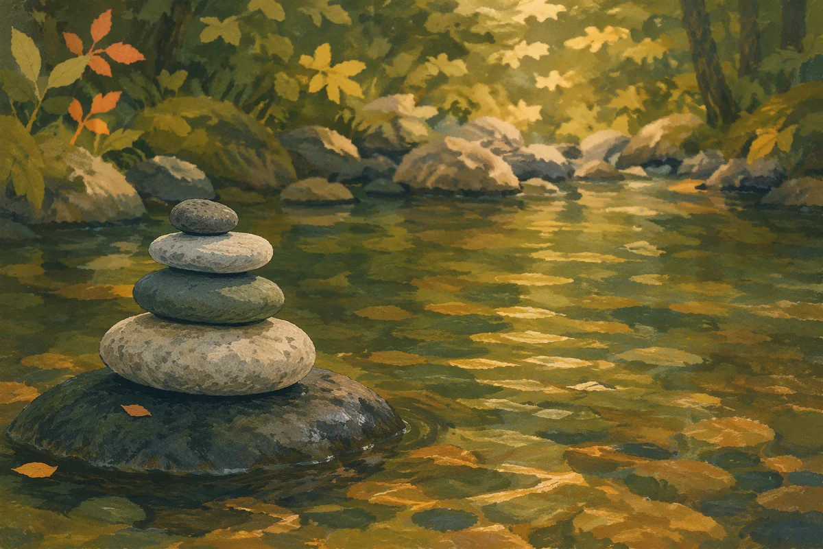 Peaceful River Stones on Still Water