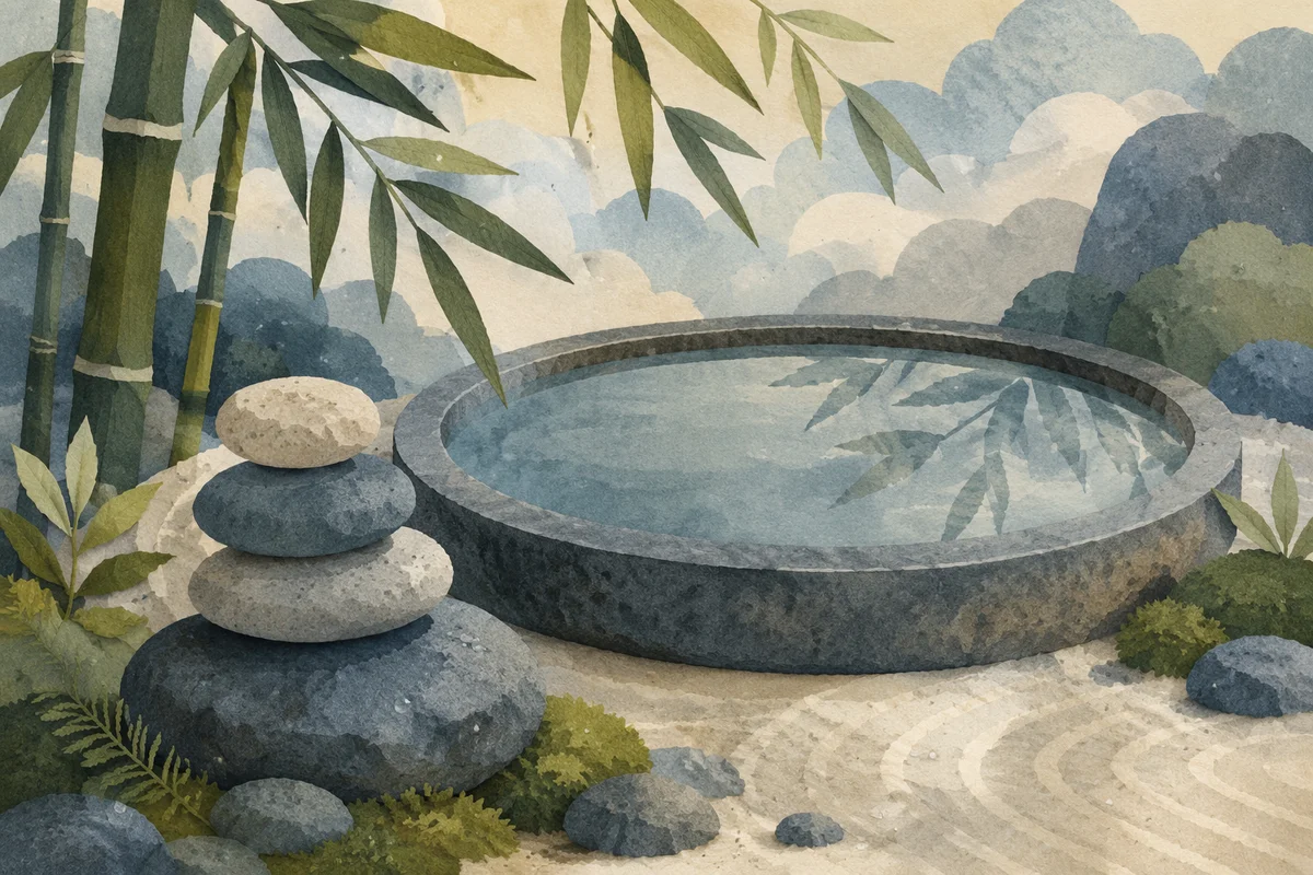 Peaceful Still Water and Balanced Stones