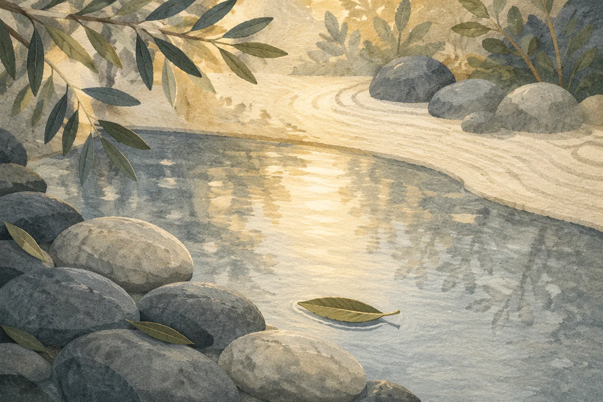 Peaceful Still Water Garden with Stones
