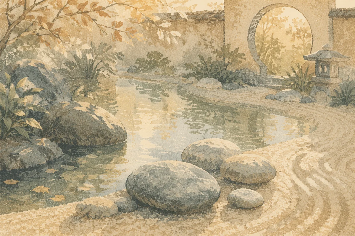 Still Water Stones in Peaceful Garden