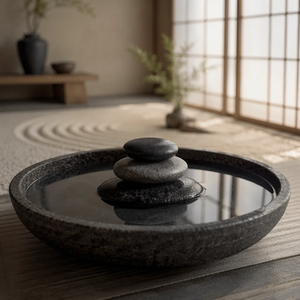 Still Water Basin with Stacked Stones