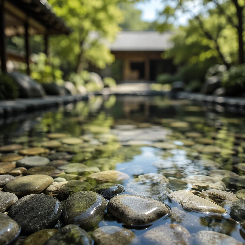 Peaceful Still Water Stones in Zen Garden