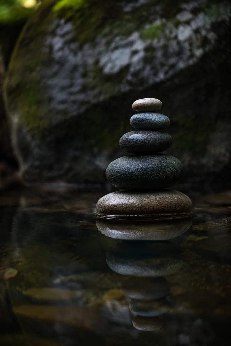 Peaceful River Stones in Still Water