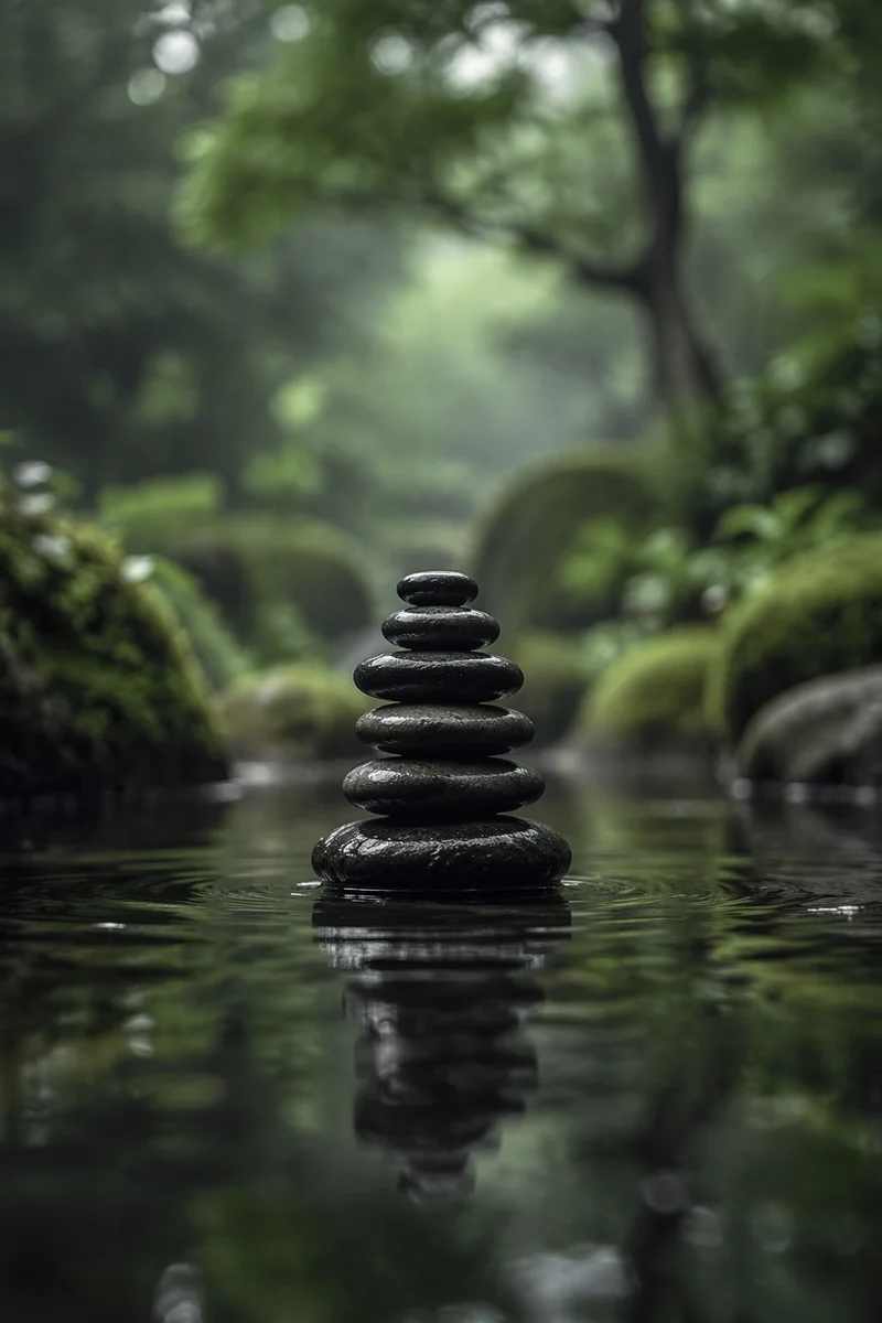 Peaceful River Stones in Still Water