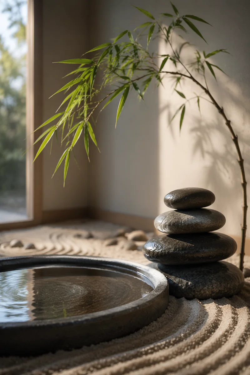 Stacked River Stones Beside Still Water
