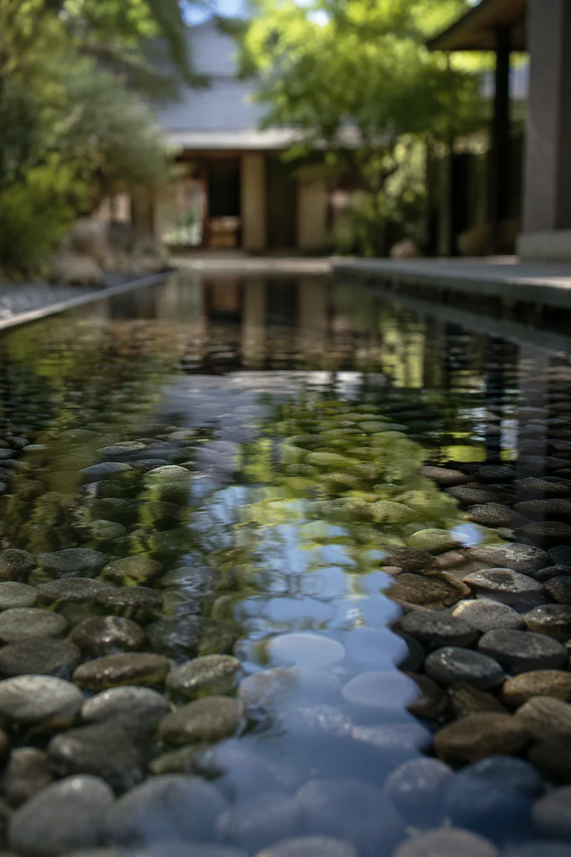 Peaceful Still Water and River Stones