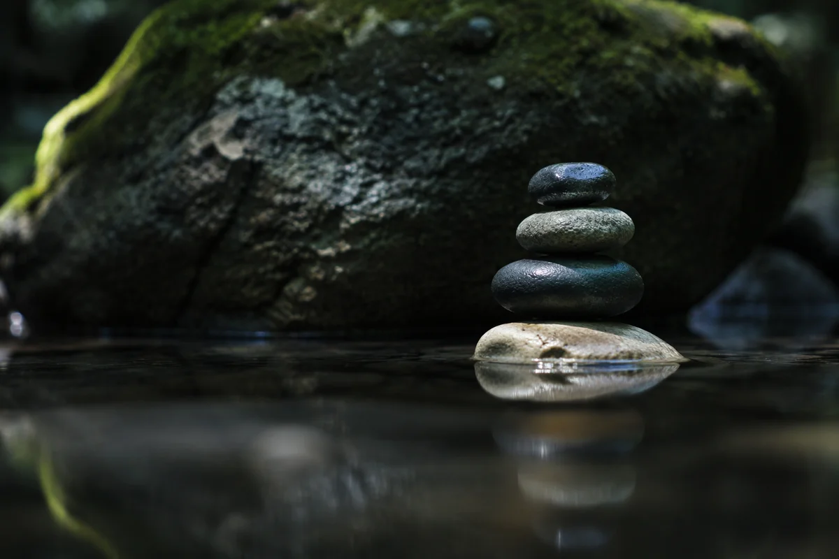 Peaceful River Stones in Still Zen Water