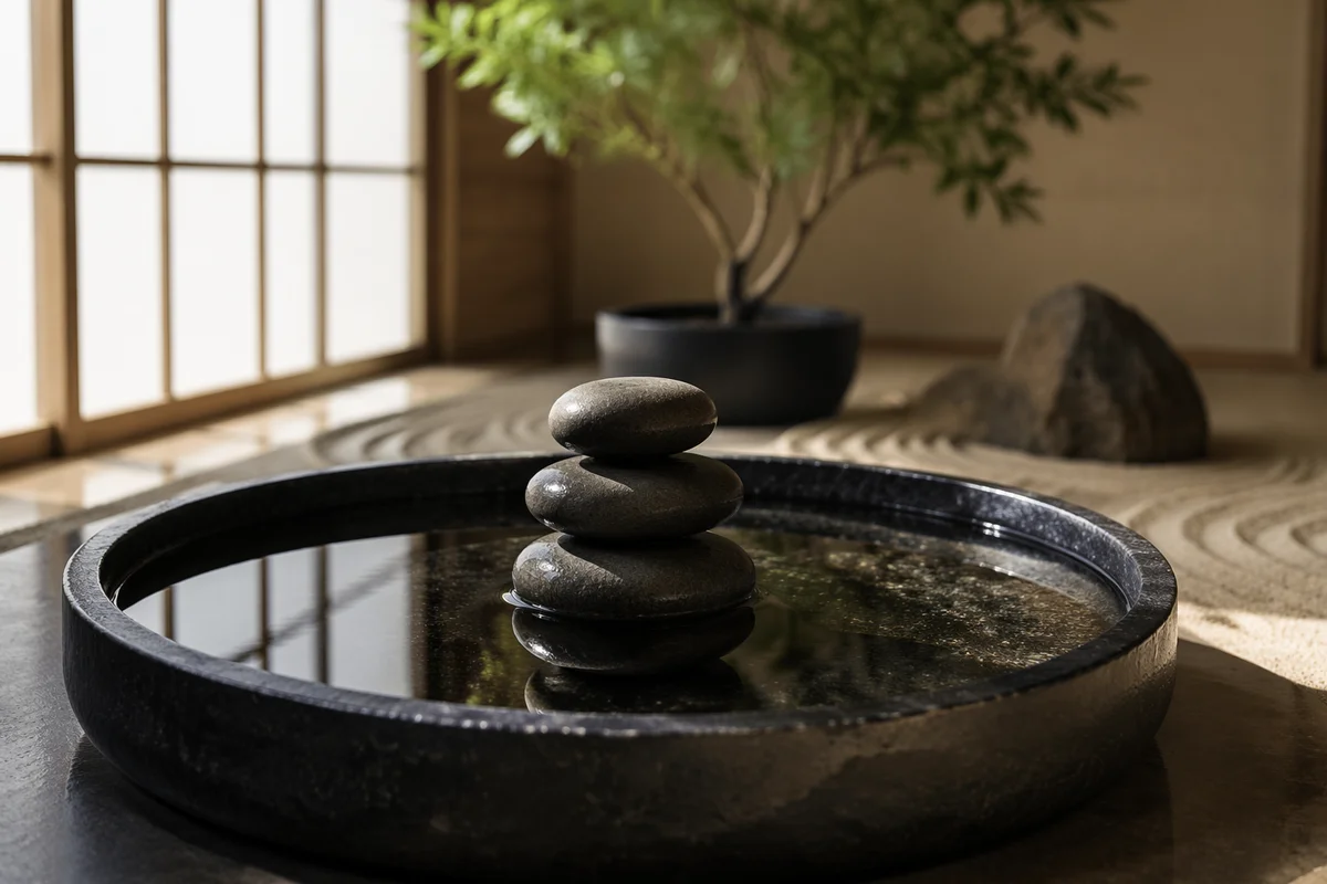 Still Water Basin with Stacked Stones