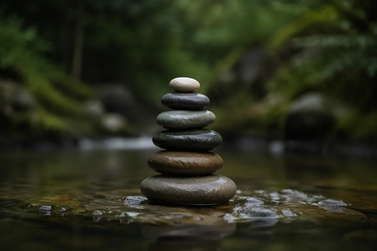 Peaceful Stacked Stones in Still Water