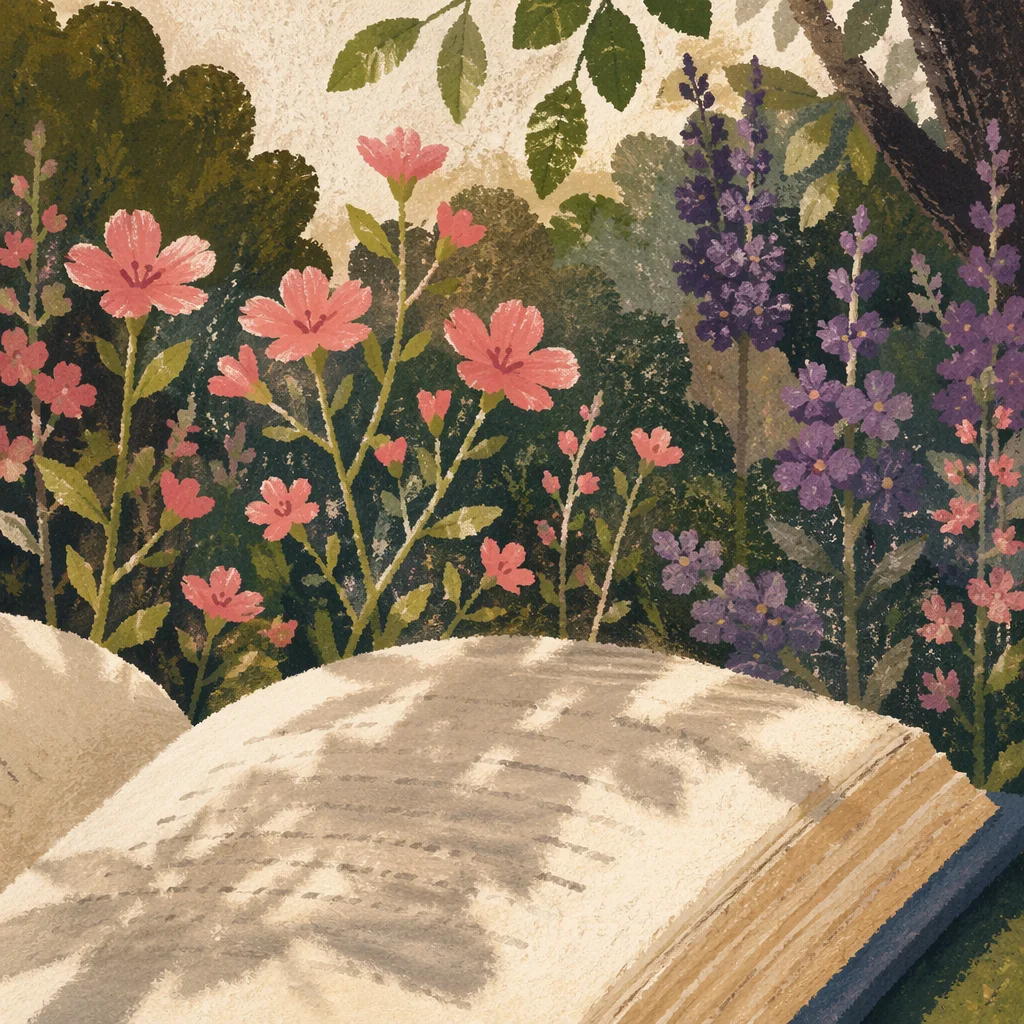 Peaceful Scripture Reading in a Sunlit Garden