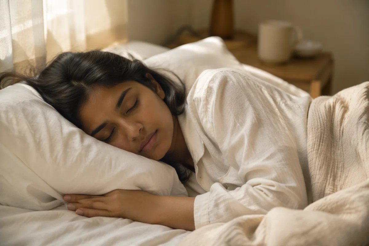 Peaceful Sleeping Woman in Soft Morning Light