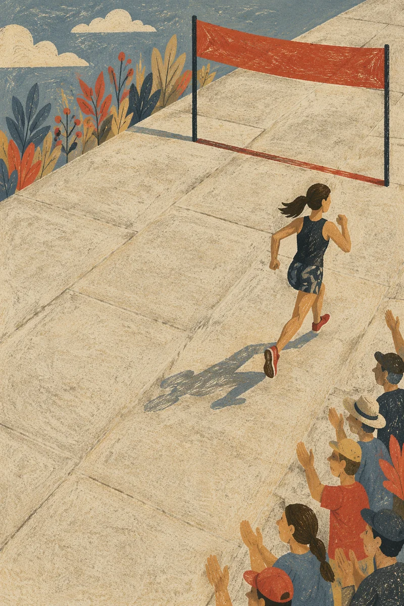 Determined Runner Nearing the Finish Line
