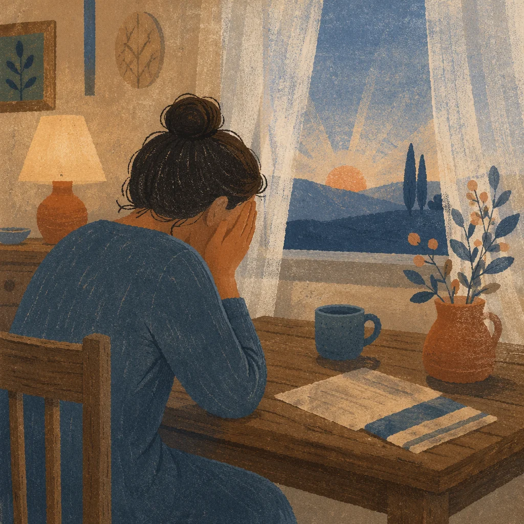Overwhelmed Person in Quiet Morning Prayer