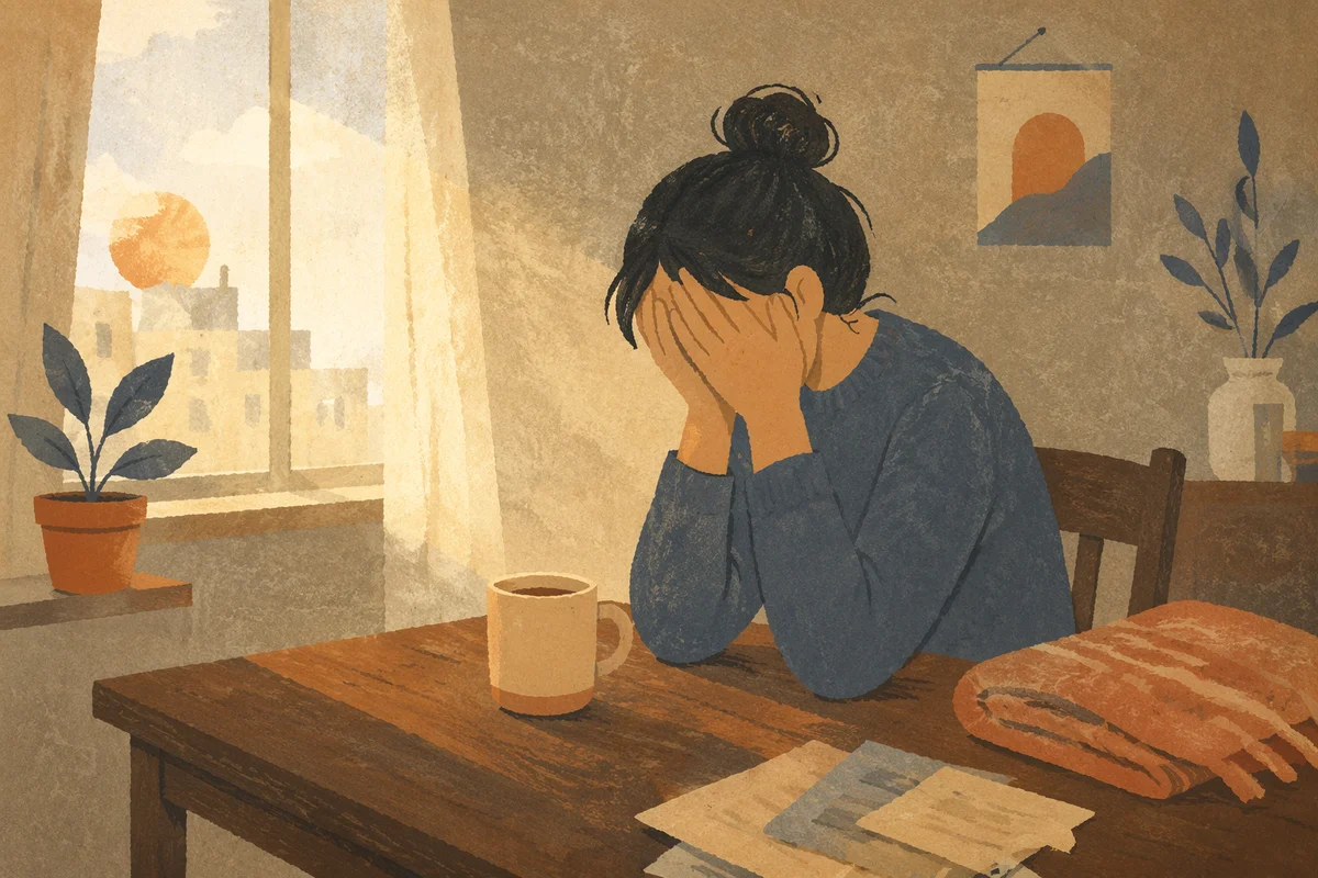 Overwhelmed Person Seeking Prayer in Silence