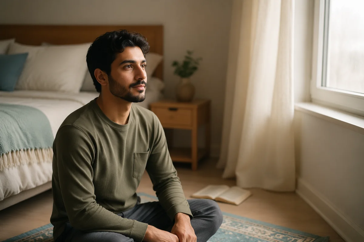 Peaceful Young Man by Sunlit Window