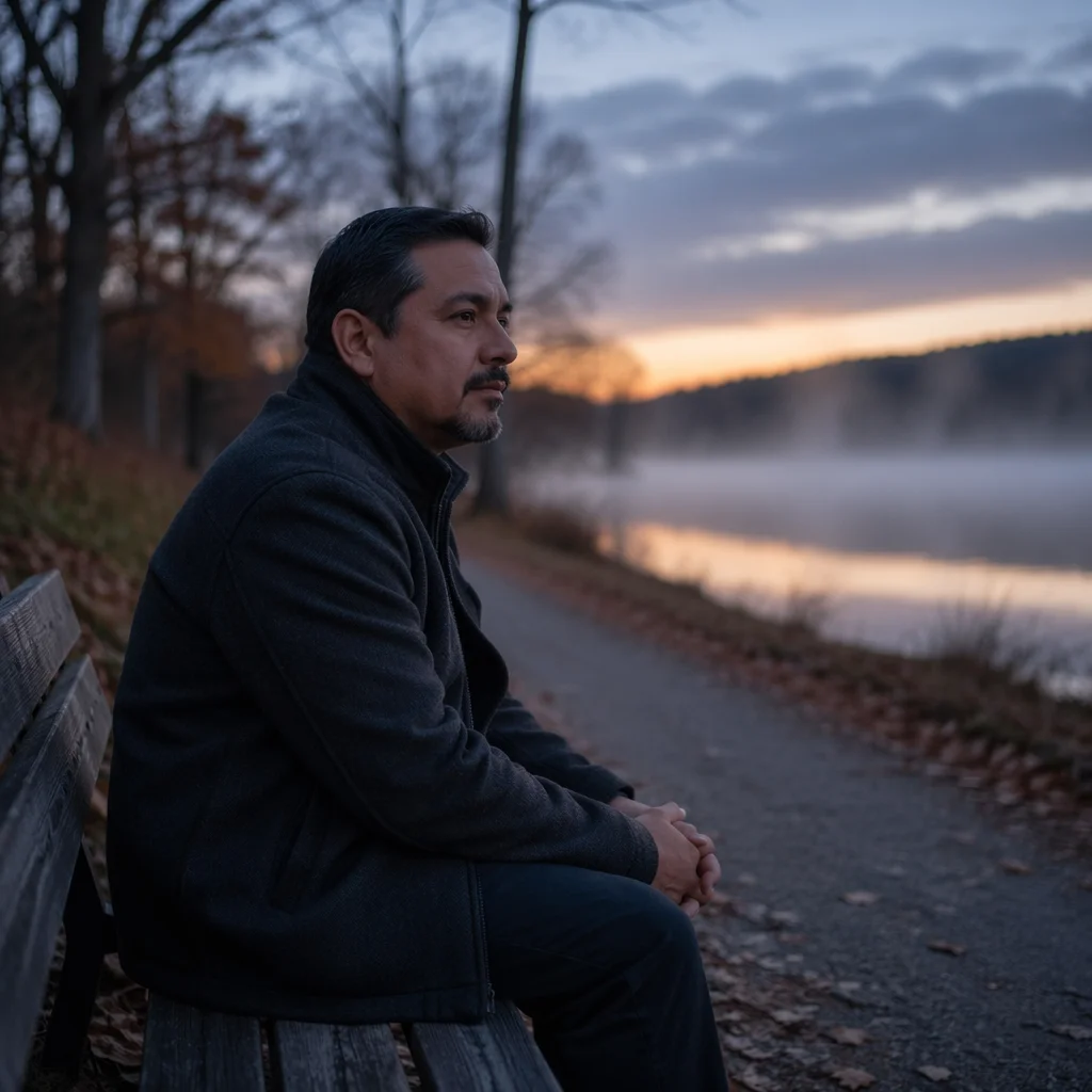 Man on Bench in Quiet Contemplation