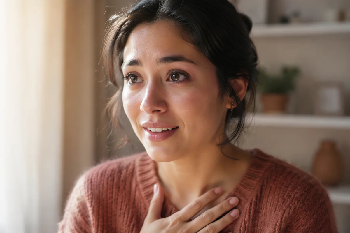 Surprised Young Woman by Sunlit Window