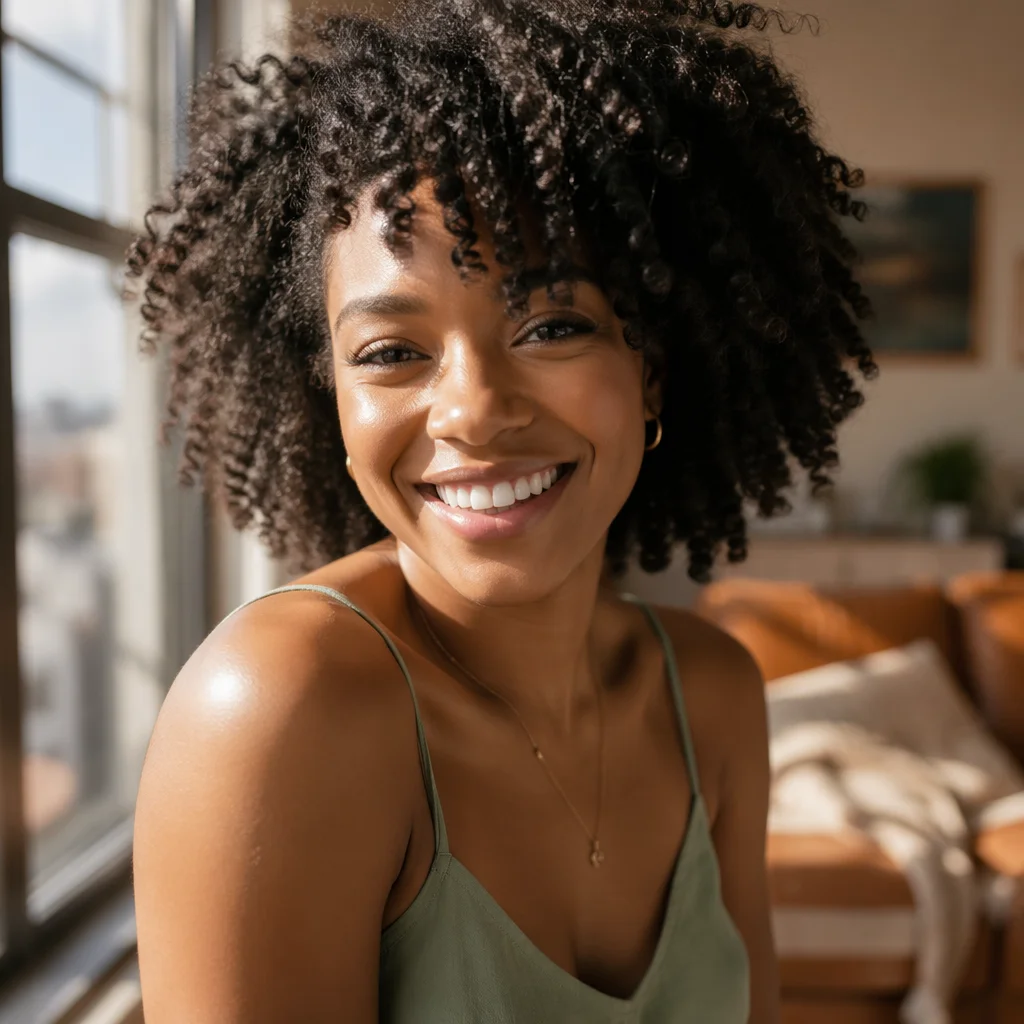 Joyful Close Up Portrait by Window