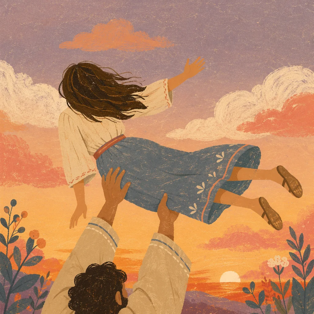 Joyful Praise Lifted in Golden Sunset