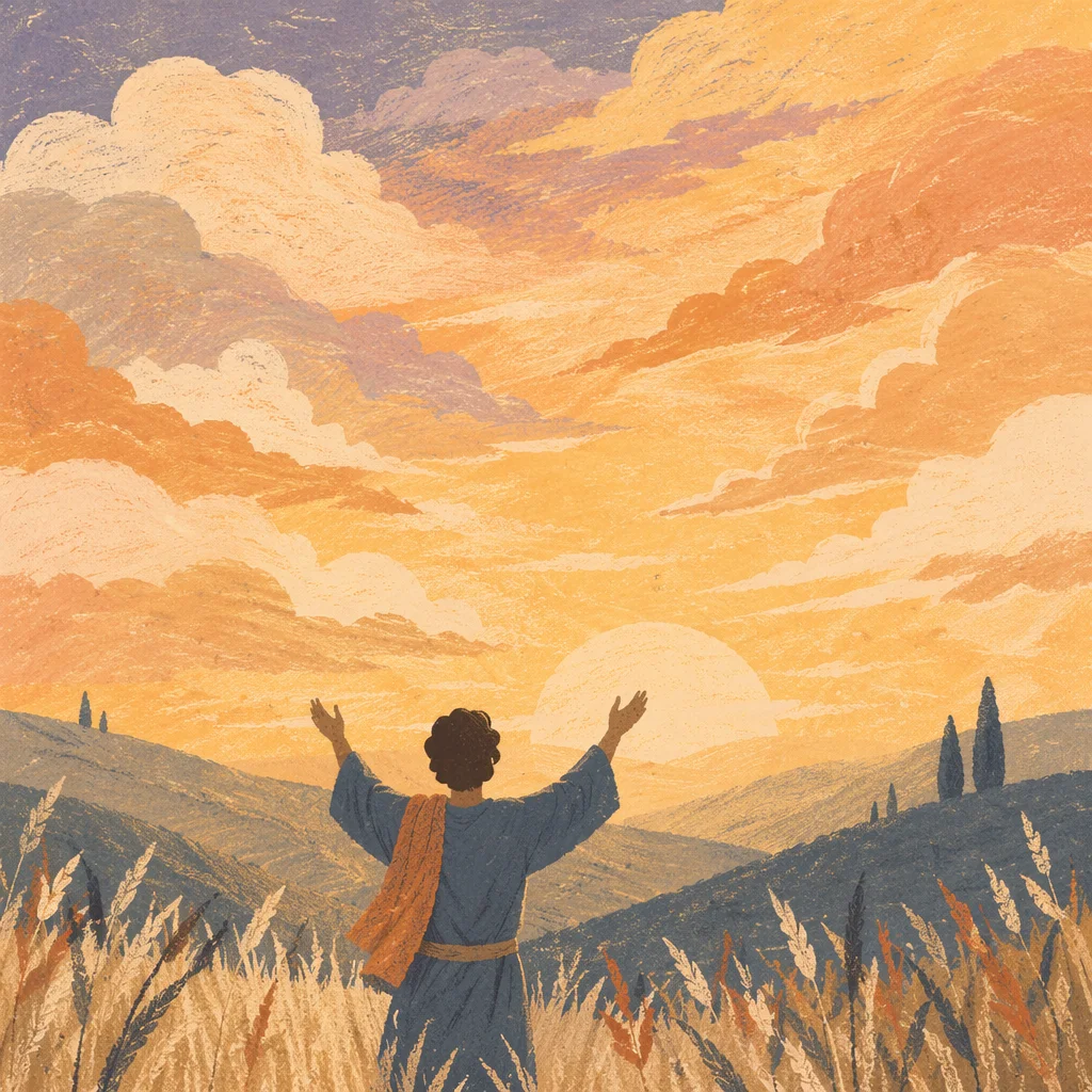 Raised Hands in Golden Sunset Praise