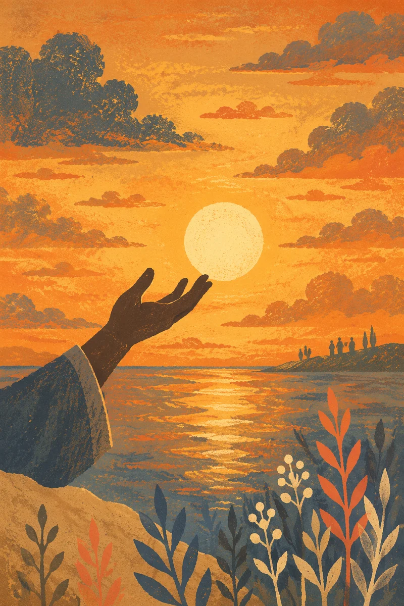 Praise Hand Silhouette at Golden Sunset