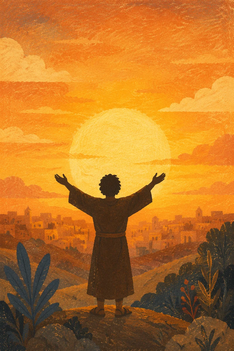 Praise Hands Raised at Golden Sunset