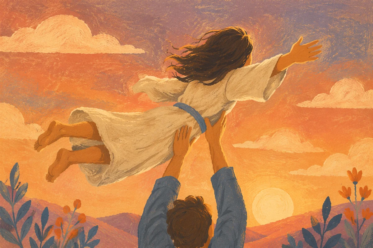 Joyful Praise Hands in Golden Sunset Sky