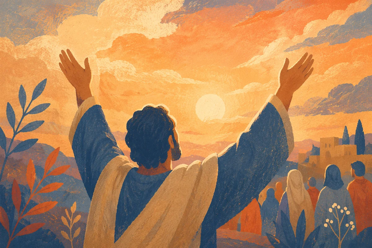 Raised Hands in Golden Sunset Praise