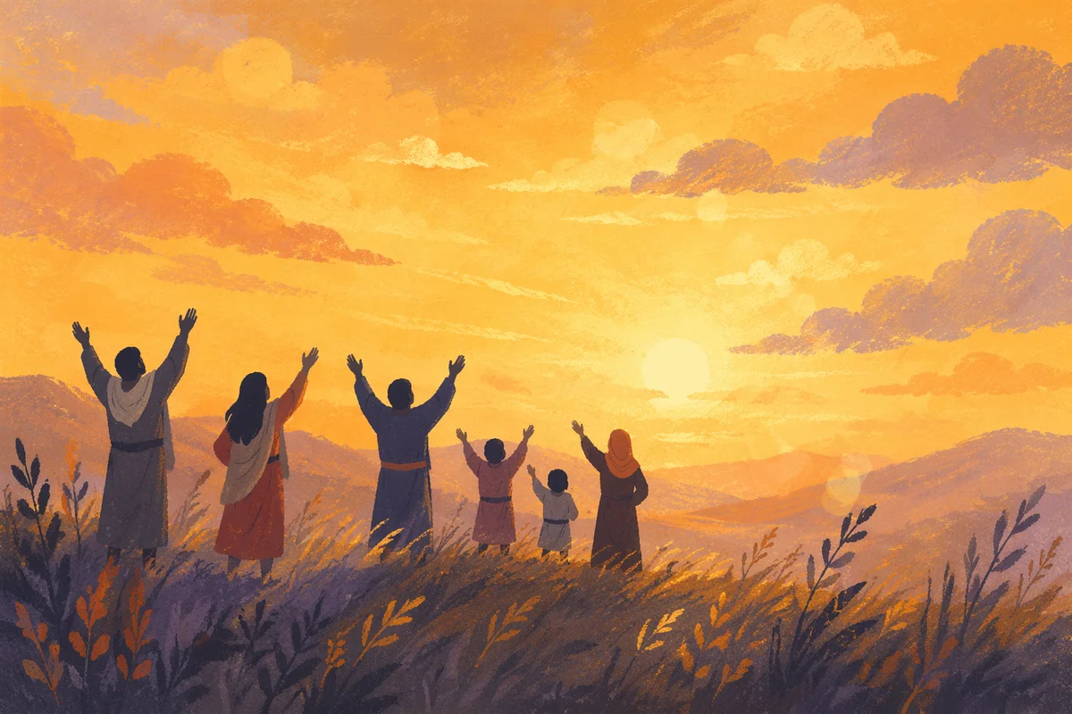 Lifted Praise Hands at Golden Sunset
