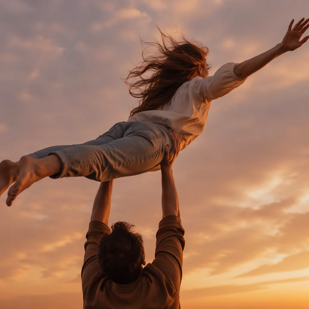 Joyful Praise Lifted Under Golden Sunset