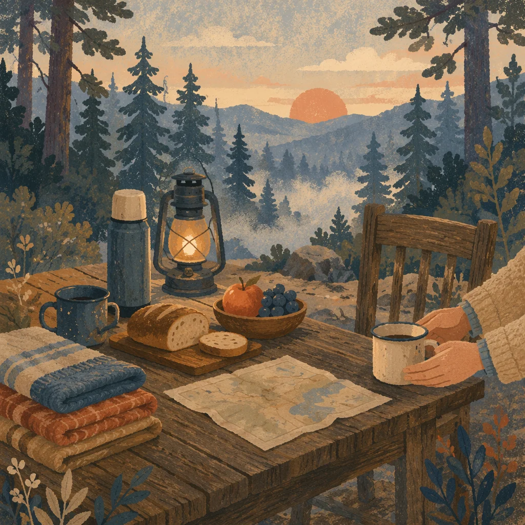 Quiet Provision Table at Dawn Wilderness