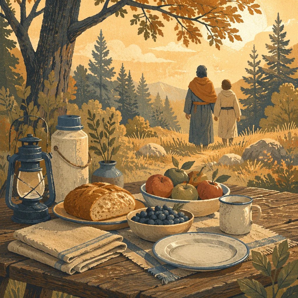 Wilderness Provision Table in Golden Light