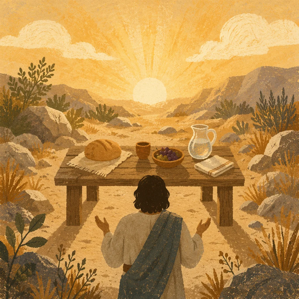 Provision Table in Wilderness at Dawn