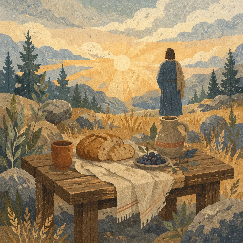 Provision Table in Wilderness at Dawn