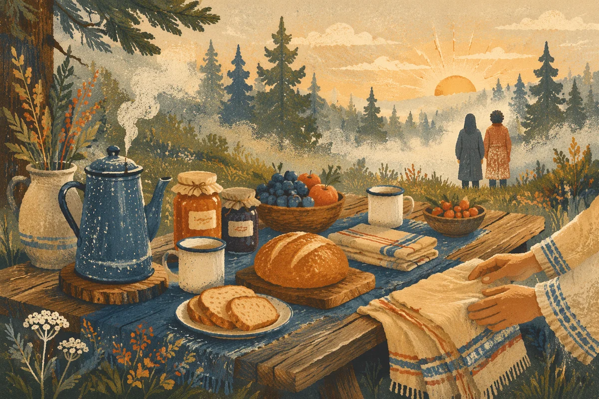 Hopeful Provision Table in Wilderness Clearing