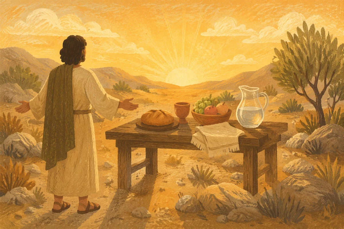 Provision Table in Wilderness at Dawn