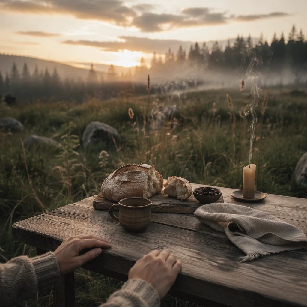 Provision Table in a Dawn Wilderness Meadow