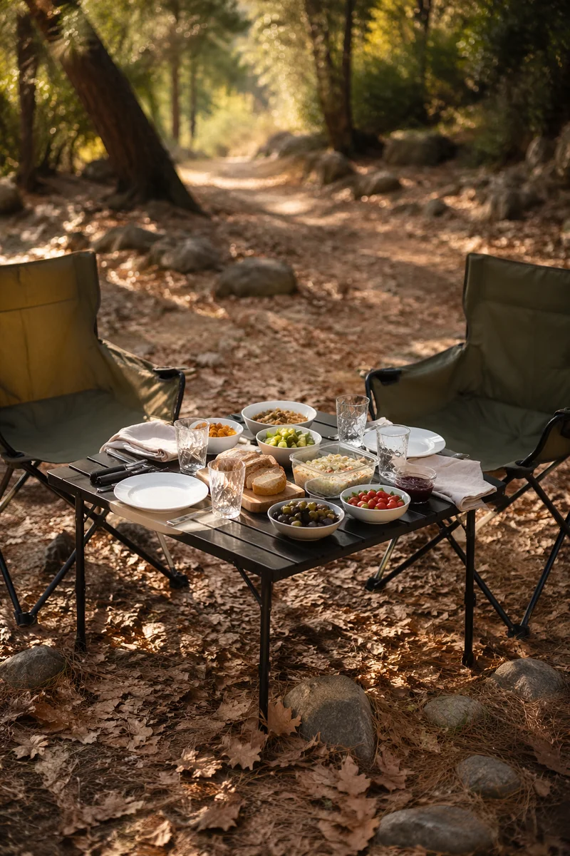 Wilderness Provision Table in Golden Light
