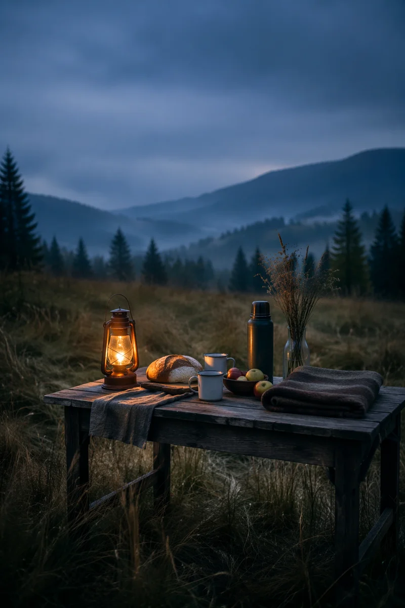 Rustic Supply Table in Misty Meadow
