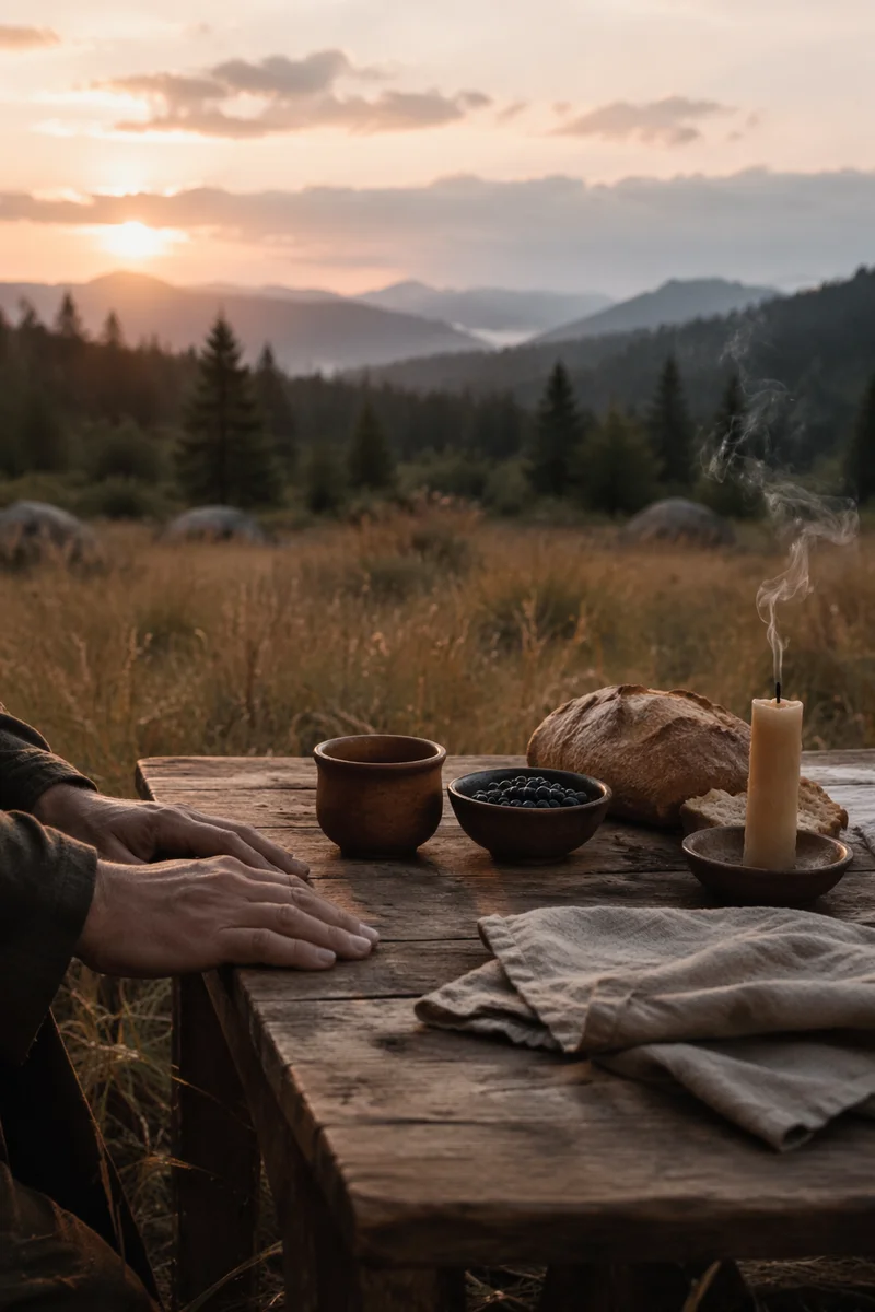 Provision Table in a Dawn Wilderness Meadow
