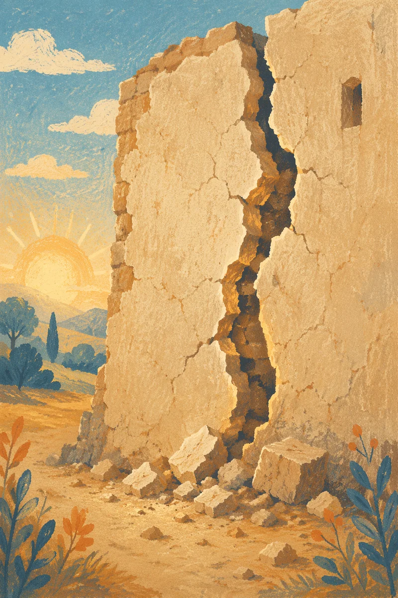 Redemption Sunrise Over a Broken Wall