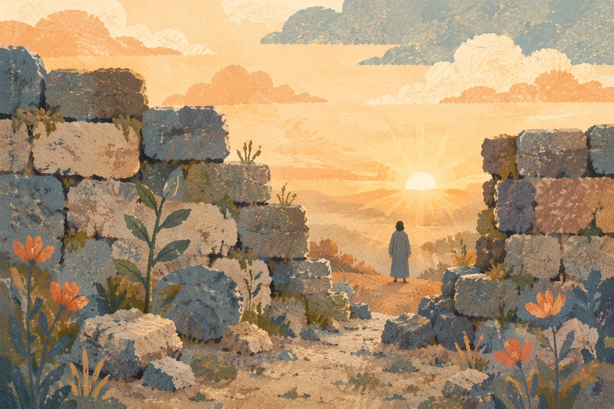 Sunrise of Redemption Beyond Broken Wall
