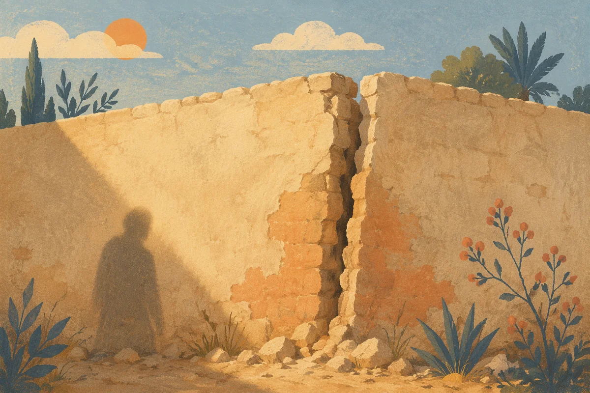 Redemption Sunrise Over a Broken Wall