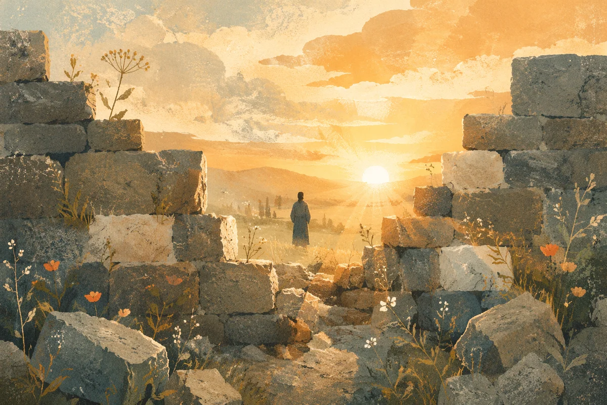 Redemption Sunrise Beyond a Broken Wall