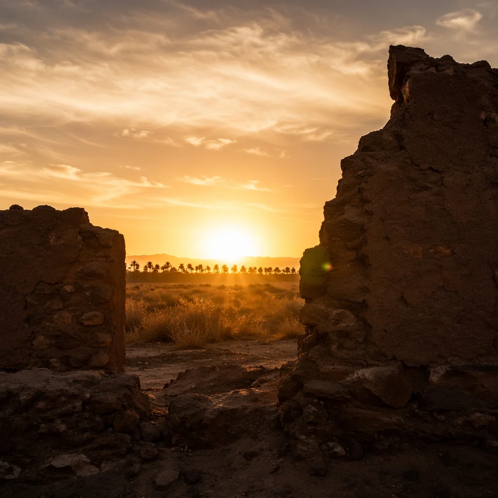 Redemption Sunrise Beyond Broken Earthen Wall