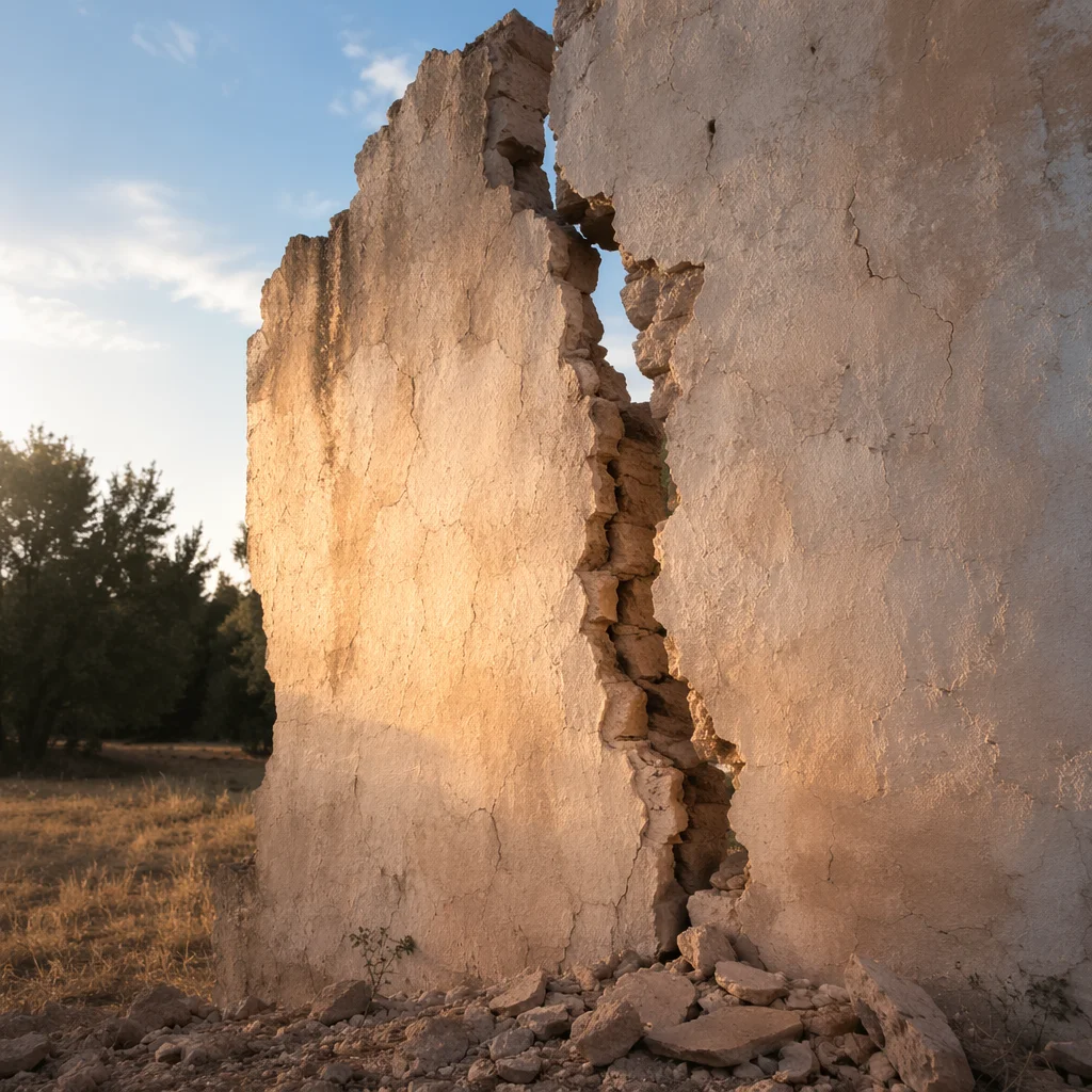 Redemption Sunrise Through a Broken Wall