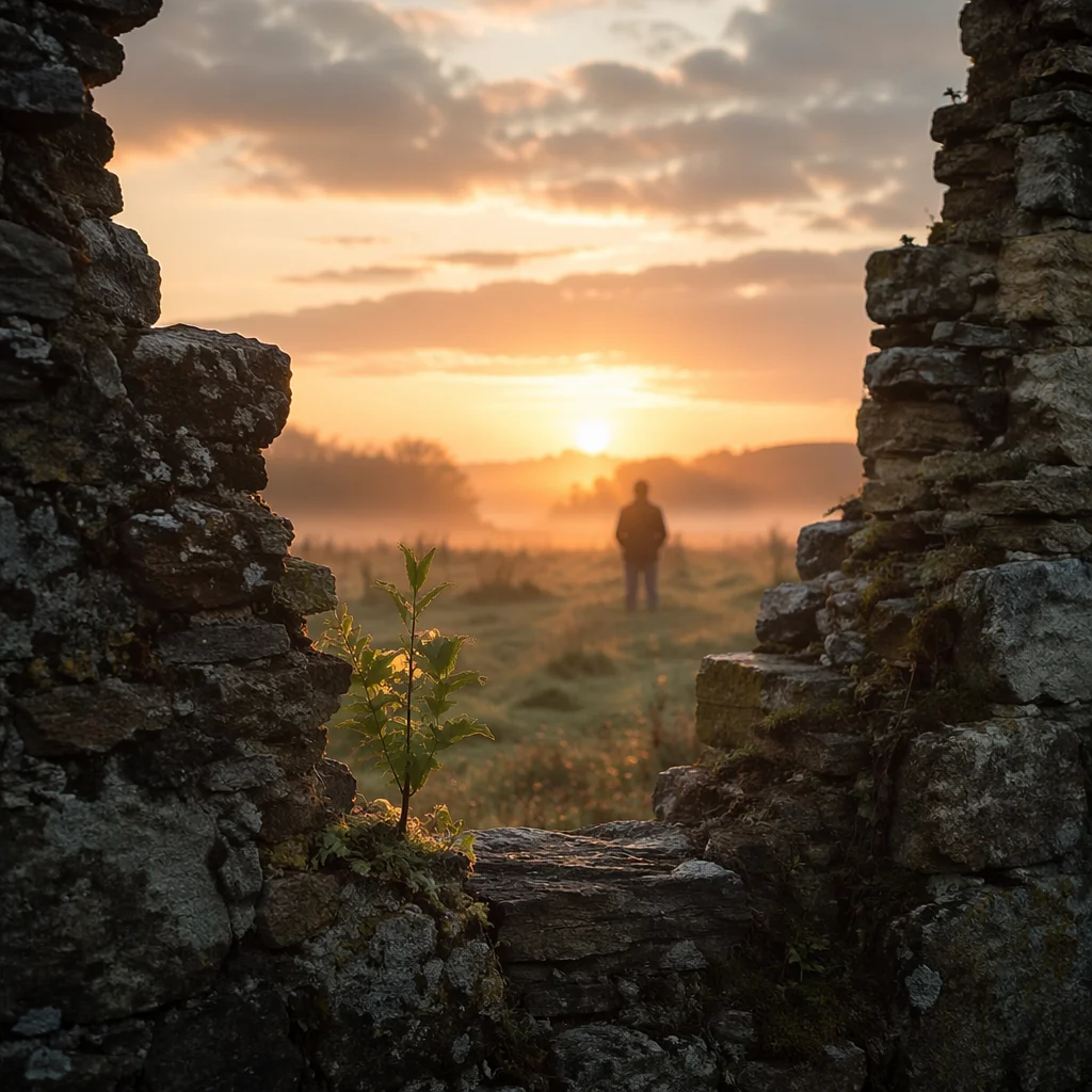Redemption Sunrise Beyond a Broken Wall