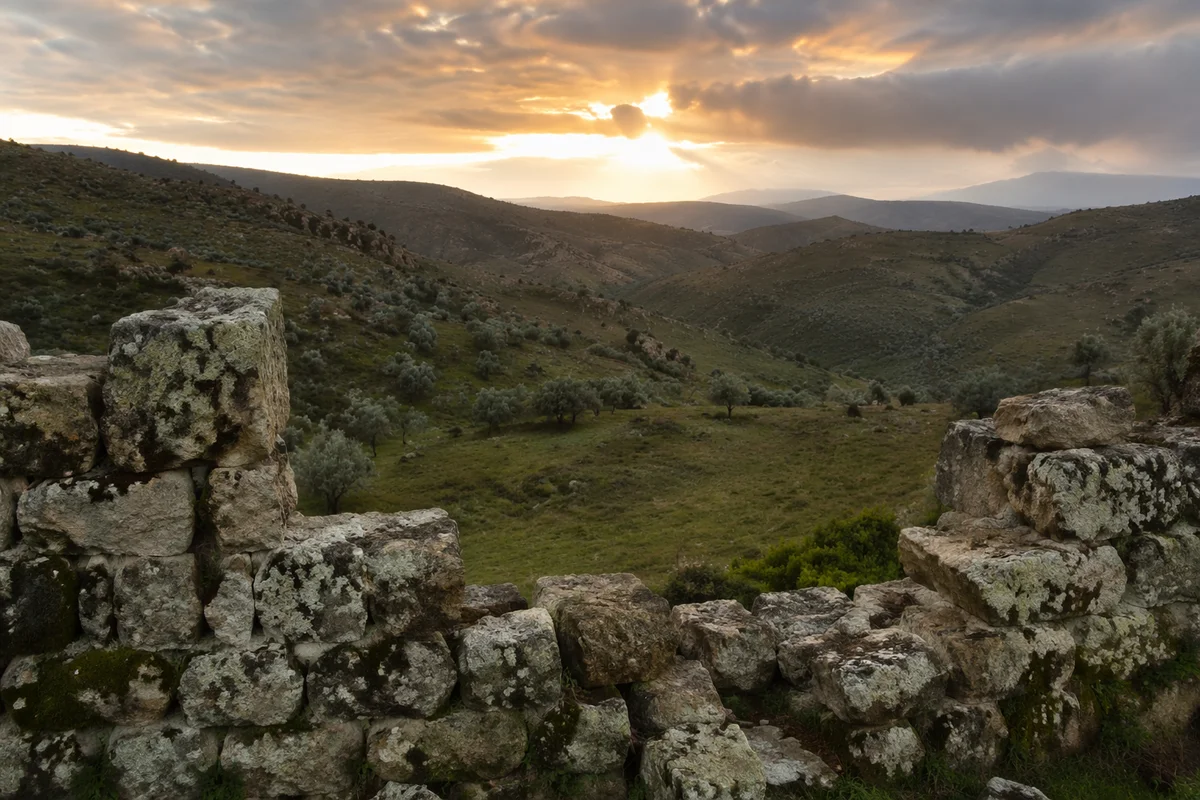 Redemption Sunrise Over Ancient Broken Wall